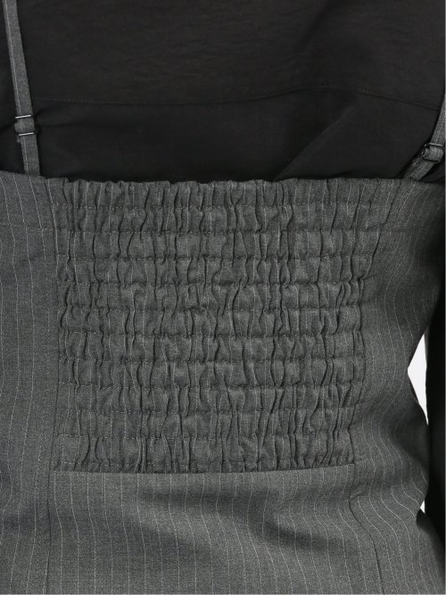 ストレッチウォッシャブル ピンスト ビスチェ グレー(セットアップ可能)