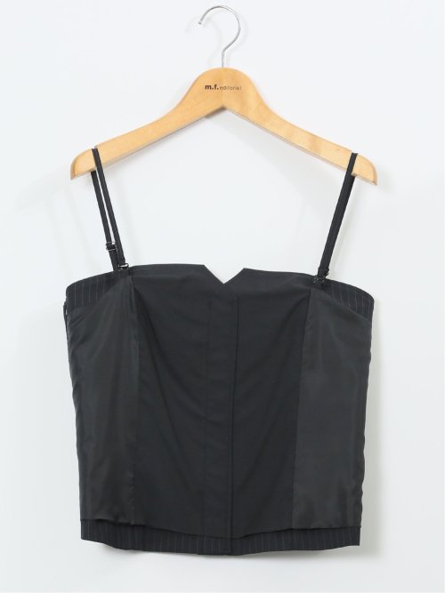 ストレッチウォッシャブル ピンスト ビスチェ 紺(セットアップ可能)