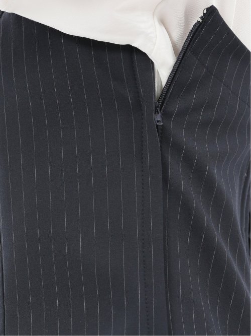 ストレッチウォッシャブル ピンスト ビスチェ 紺(セットアップ可能)