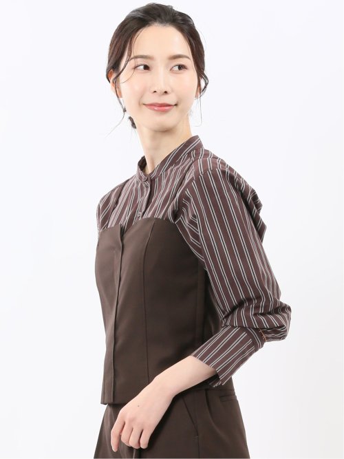 ウォッシャブル クリアツイル ビスチェ こげ茶(セットアップ可能)