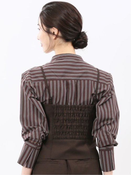 ウォッシャブル クリアツイル ビスチェ こげ茶(セットアップ可能)