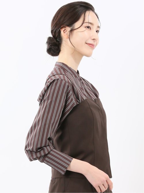 ウォッシャブル クリアツイル ビスチェ こげ茶(セットアップ可能)