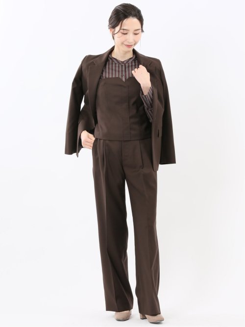 ウォッシャブル クリアツイル ビスチェ こげ茶(セットアップ可能)