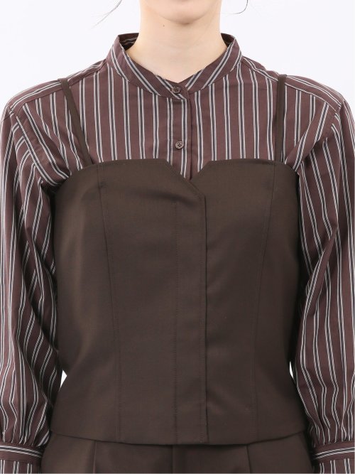 ウォッシャブル クリアツイル ビスチェ こげ茶(セットアップ可能)