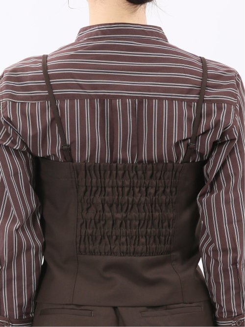 ウォッシャブル クリアツイル ビスチェ こげ茶(セットアップ可能)