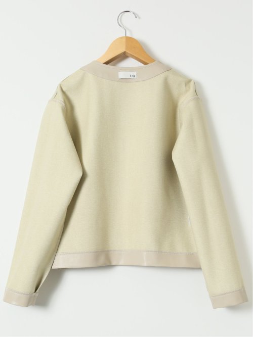 合成皮革 ノーカラーブルゾン