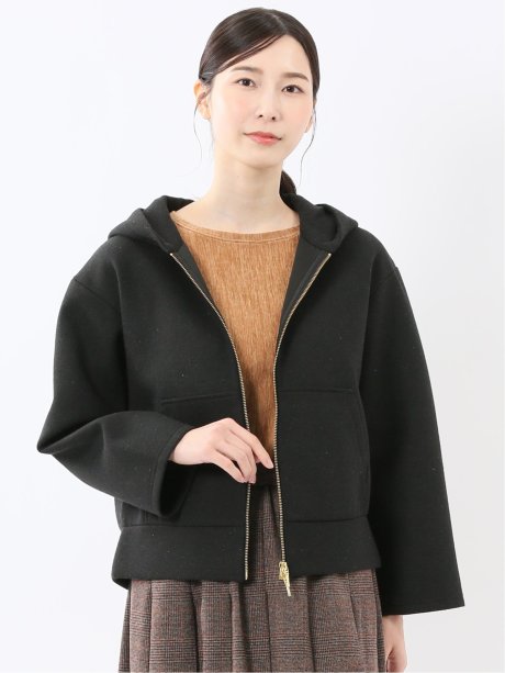 ツイードボンディング フーデッドブルゾン