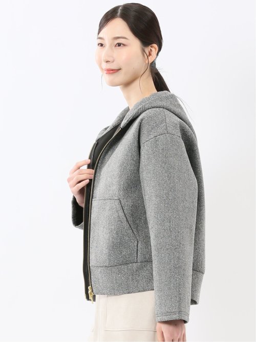 ツイードボンディング フーデッドブルゾン