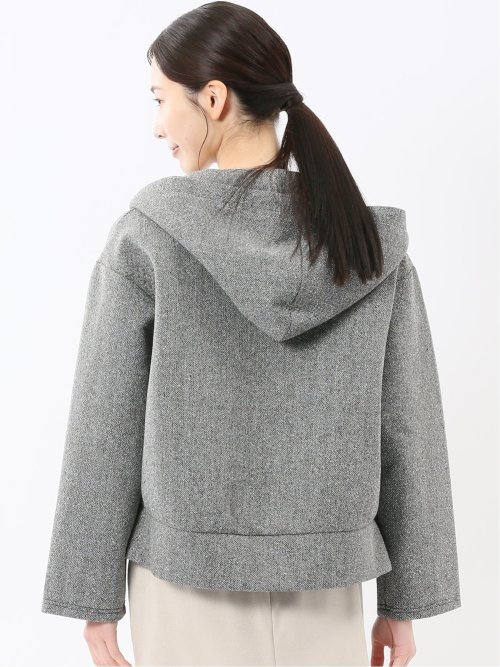 ツイードボンディング フーデッドブルゾン