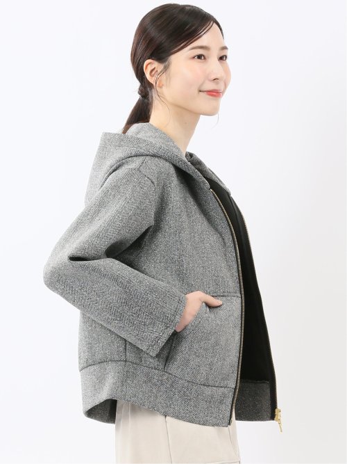 ツイードボンディング フーデッドブルゾン