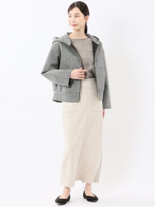 ツイードボンディング フーデッドブルゾン