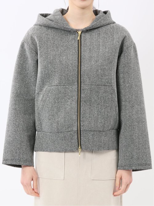 ツイードボンディング フーデッドブルゾン