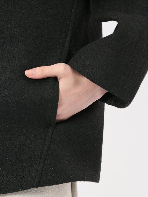 ツイード調ボンディング ノーカラーブルゾン