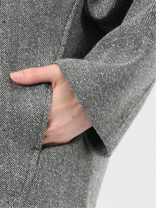 ツイード調ボンディング ノーカラーブルゾン