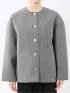 ツイード調ボンディング ノーカラーブルゾン