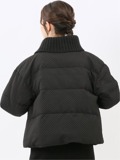 衿ニット エンボス ショートダウン