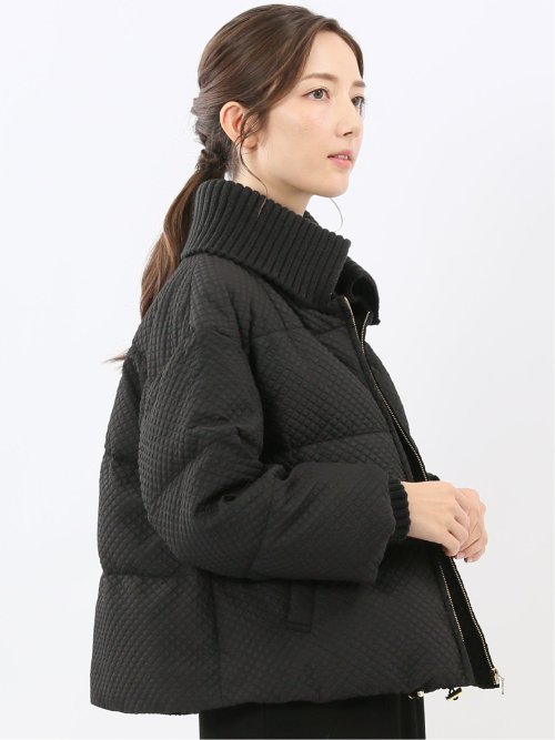 衿ニット エンボス ショートダウン