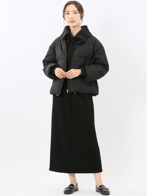 衿ニット エンボス ショートダウン