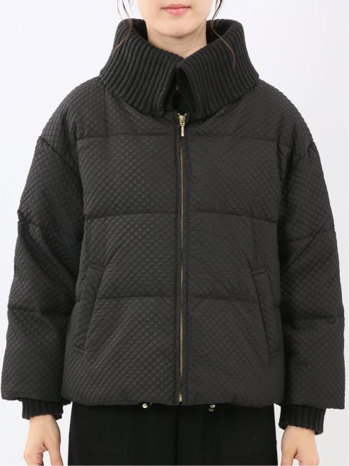 衿ニット エンボス ショートダウン