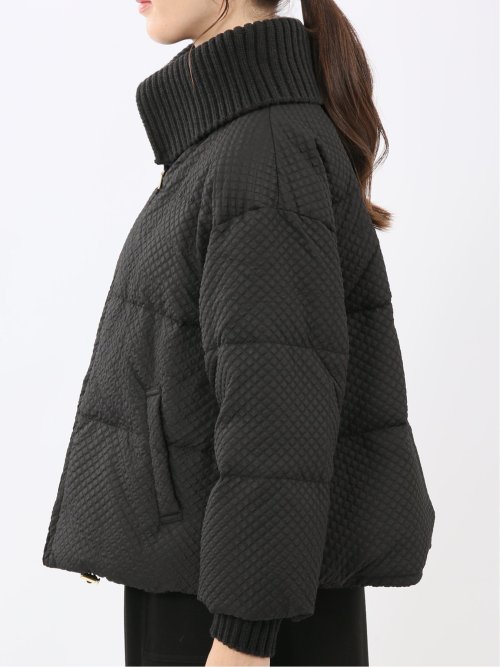 衿ニット エンボス ショートダウン