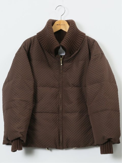 衿ニット エンボス ショートダウン