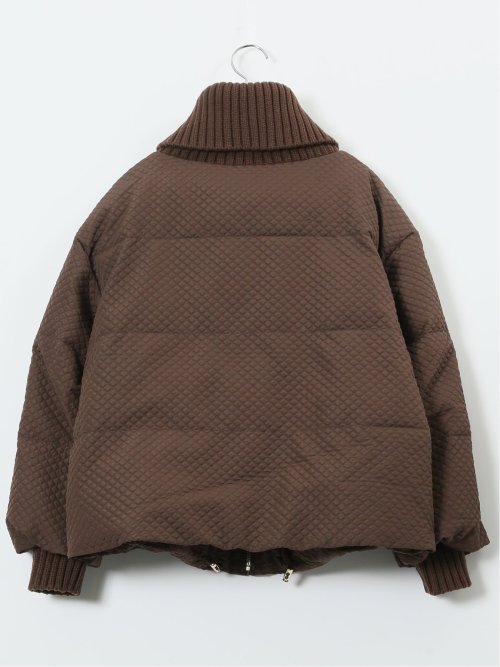 衿ニット エンボス ショートダウン