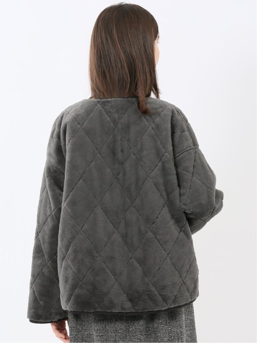 ファー×キルト リバーシブル ショート中綿ブルゾン