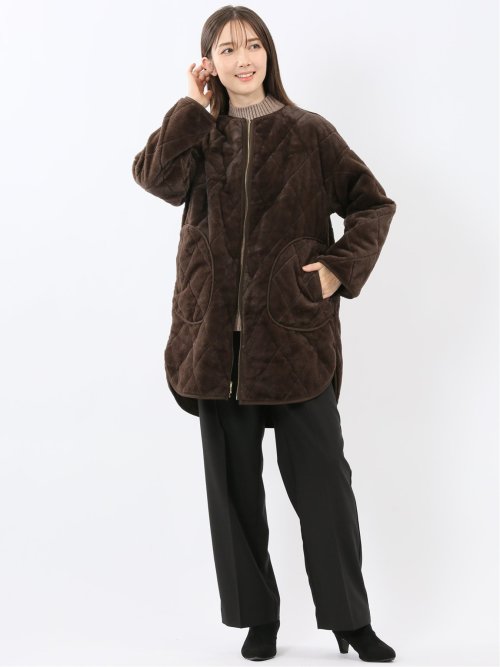 ファー×キルト リバーシブル ハーフ中綿ブルゾン