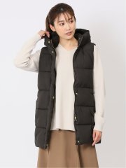 配色裏地 中綿ロングベスト