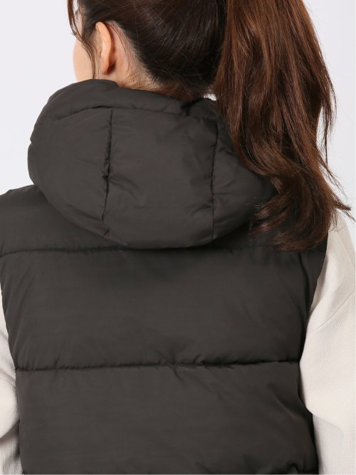 配色裏地 中綿ロングベスト