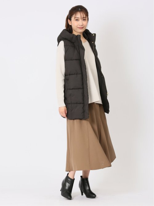 配色裏地 中綿ロングベスト