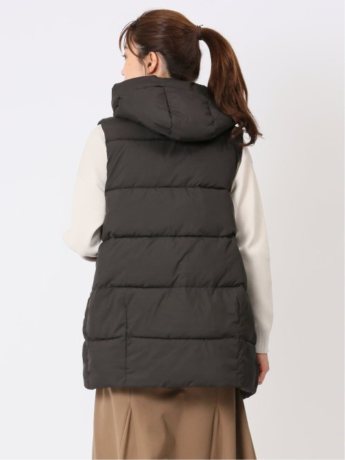 配色裏地 中綿ロングベスト