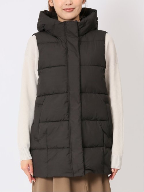 配色裏地 中綿ロングベスト