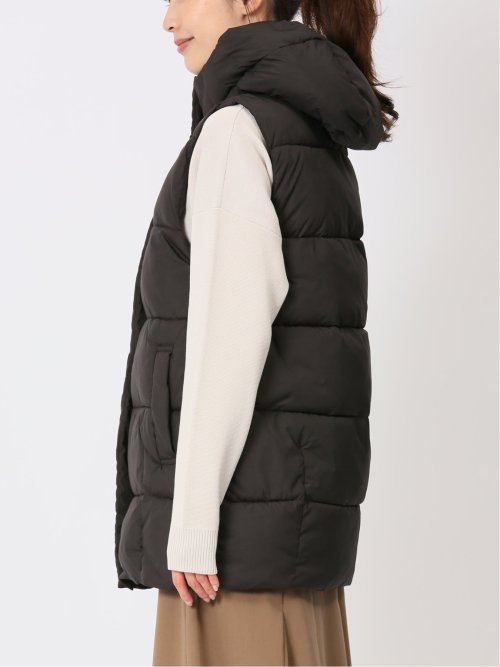 配色裏地 中綿ロングベスト