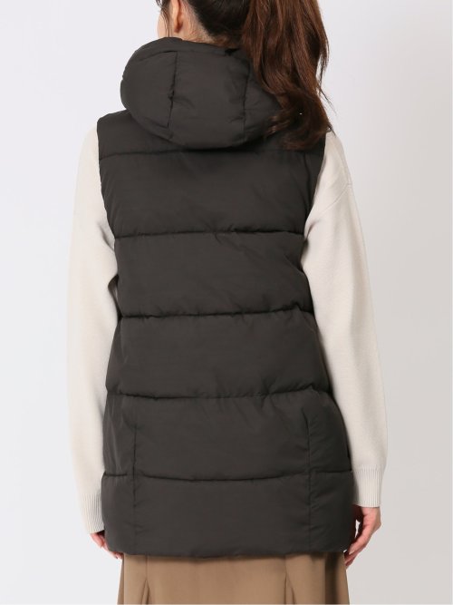 配色裏地 中綿ロングベスト