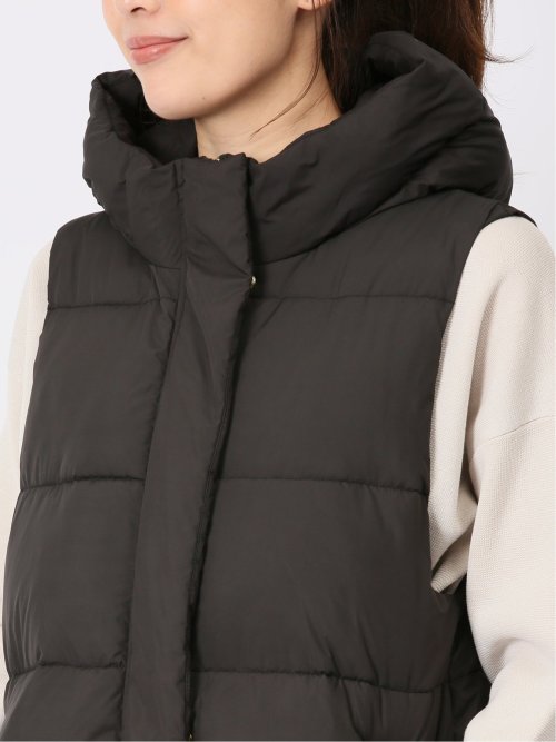 配色裏地 中綿ロングベスト