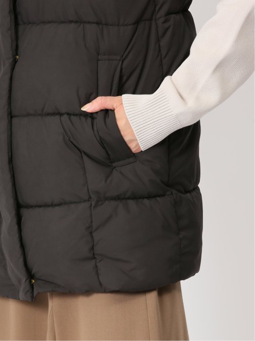 配色裏地 中綿ロングベスト