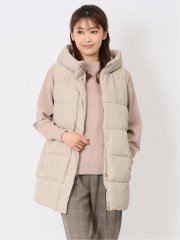 配色裏地 中綿ロングベスト