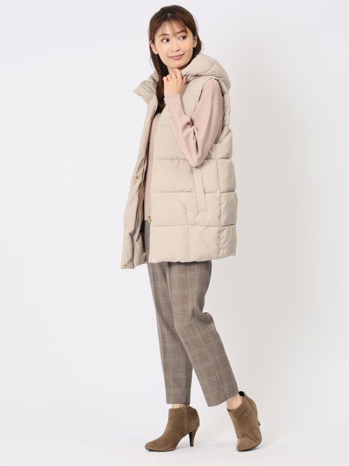 配色裏地 中綿ロングベスト