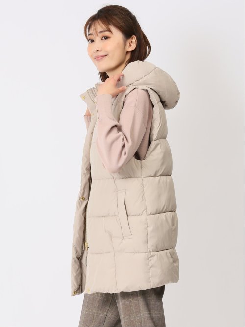 配色裏地 中綿ロングベスト