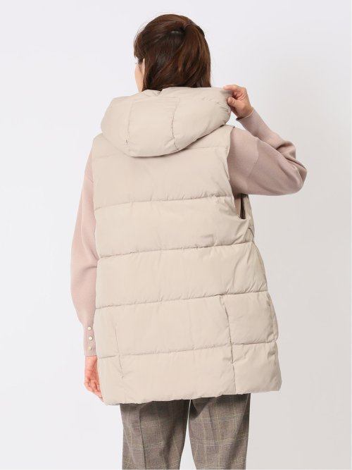 配色裏地 中綿ロングベスト