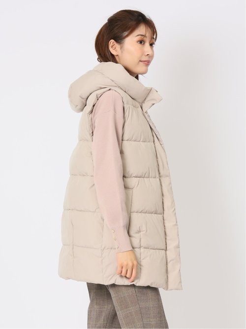 配色裏地 中綿ロングベスト