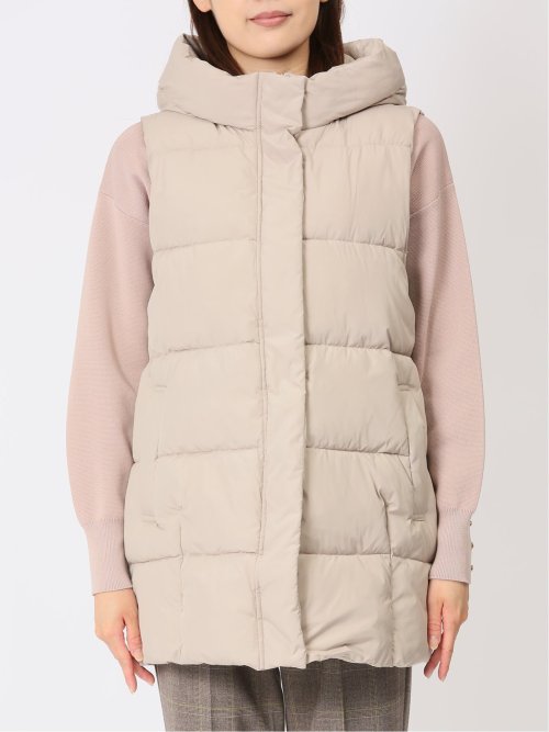 配色裏地 中綿ロングベスト