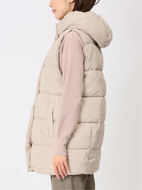 配色裏地 中綿ロングベスト