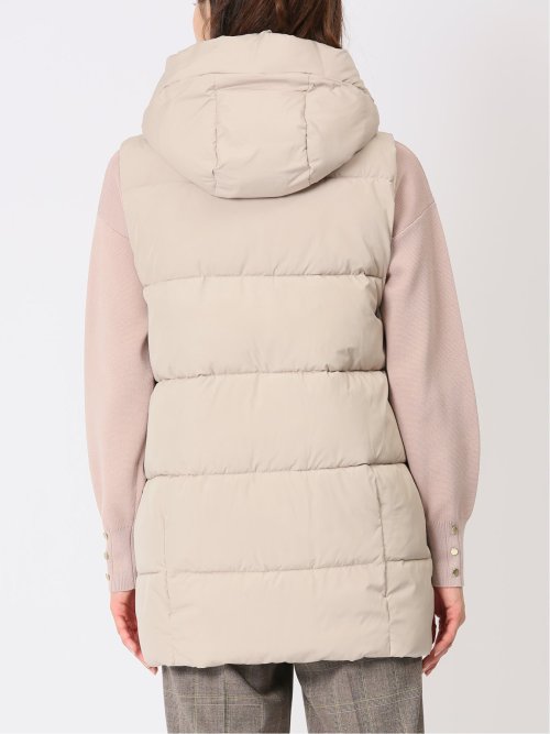 配色裏地 中綿ロングベスト