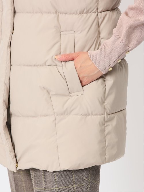 配色裏地 中綿ロングベスト