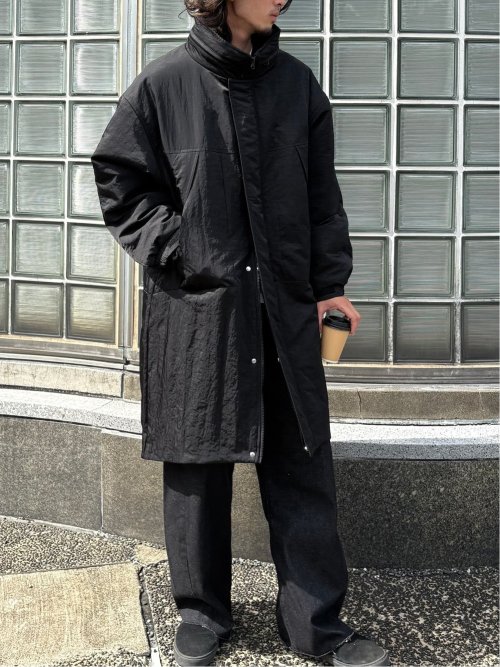 ドロー/DRAW 撥水ナイロン ビックシルエット 中綿コート(M 05黒
