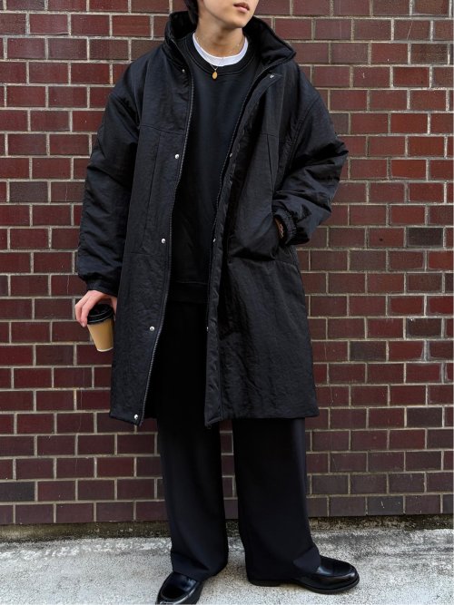 ドロー/DRAW 撥水ナイロン ビックシルエット 中綿コート(M 05黒