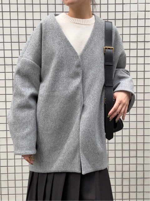 ドロー/DRAW メルトン コクーンシルエット Ｖカラー ジャケット