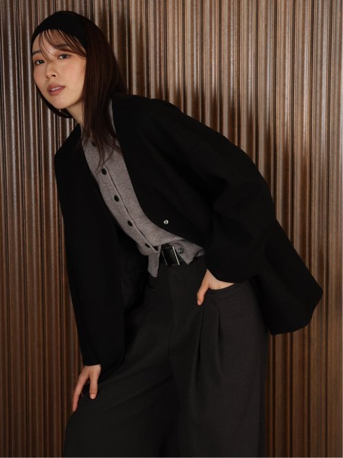 ドロー（DRAW）/ドロー メルトン コクーンシルエット Ｖカラー ジャケット ドロー/DRAW メルトン コクーンシルエット Vカラー ジャケット(M 05黒